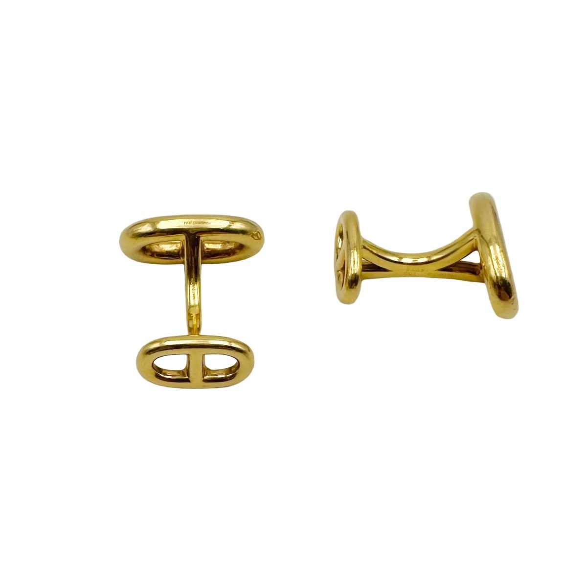 Boutons de Manchettes HERMÈS "Chaîne d'ancre" en or jaune - Castafiore