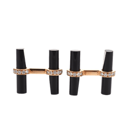 Bouttons de manchette VAN CLEEF & ARPELS en or jaune, onyx et diamants - Castafiore