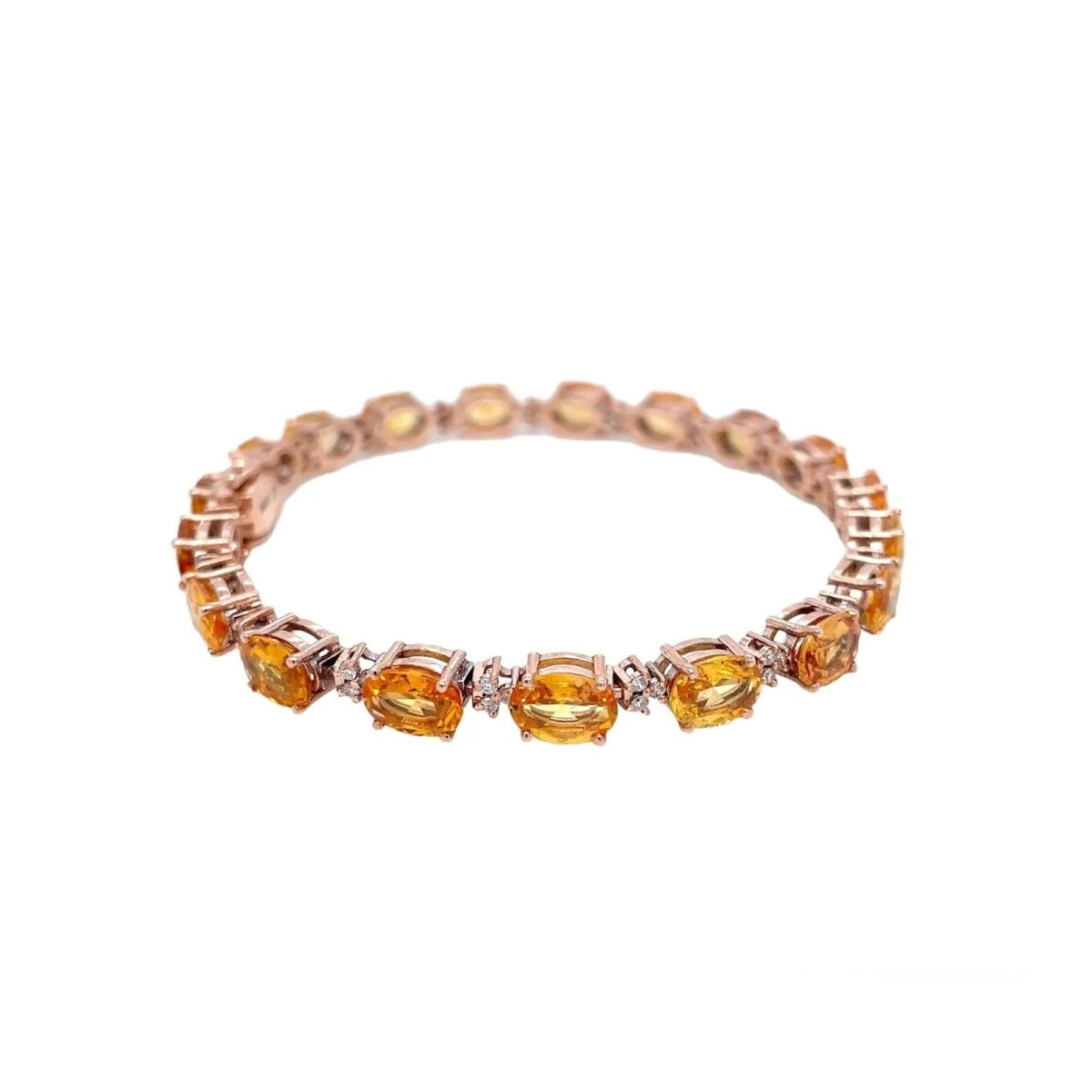 Bracelet à maillons en or rose avec diamant Padparadsha naturel de 16 CTW - Castafiore