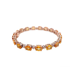 Bracelet à maillons en or rose avec diamant Padparadsha naturel de 16 CTW - Castafiore