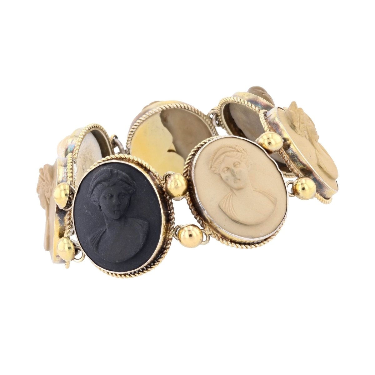 Bracelet ancien en vermeil et pierres de lave - Castafiore