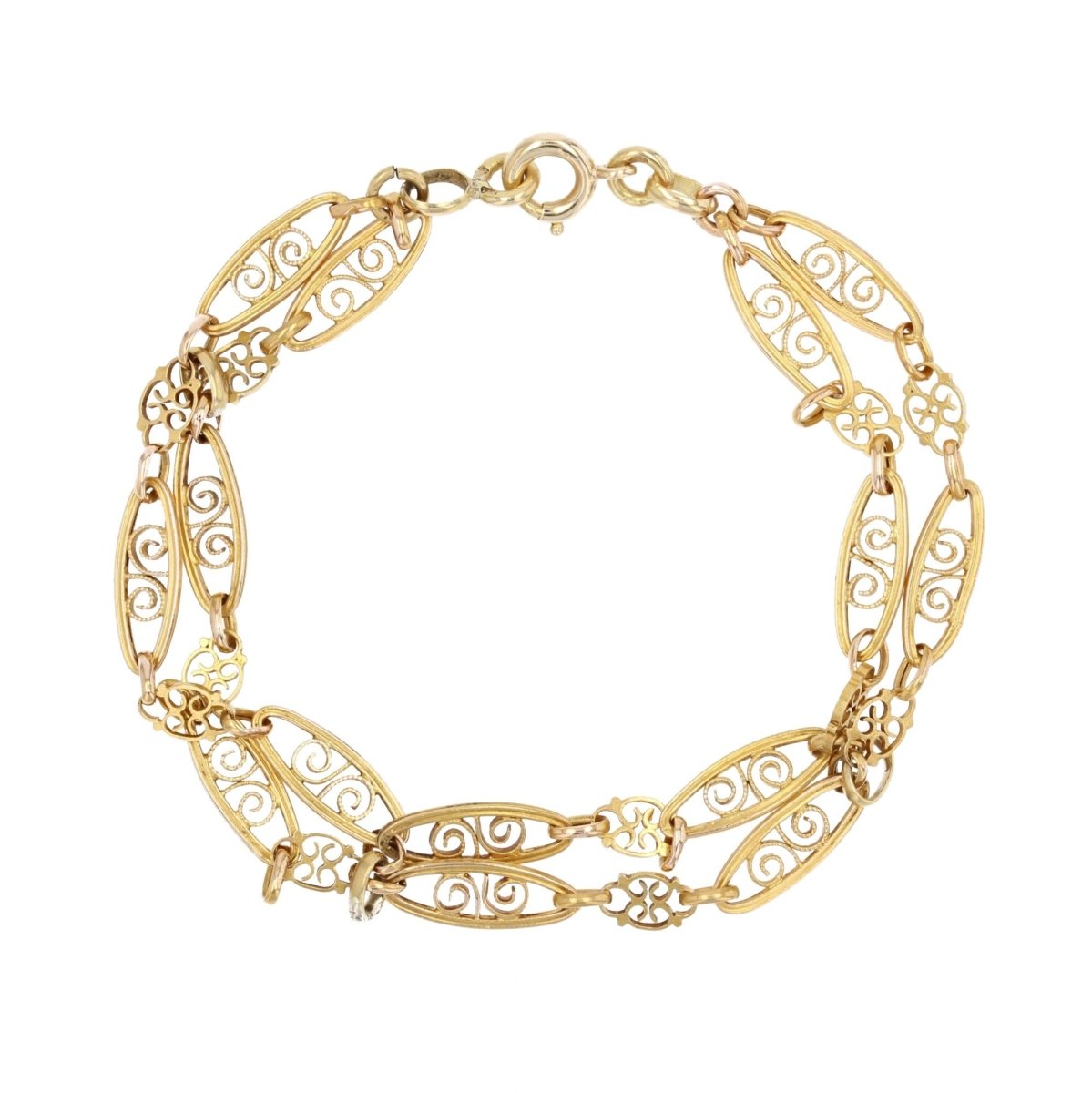 Bracelet ancien or double rang filigrané - Castafiore
