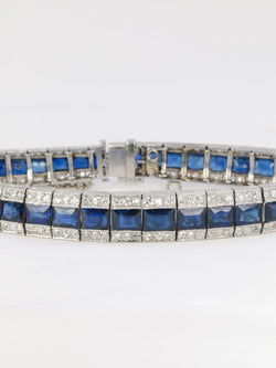 Bracelet Art - Déco en or, platine, saphirs et diamants - Castafiore