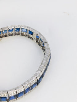 Bracelet Art - Déco en or, platine, saphirs et diamants - Castafiore