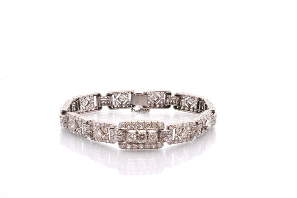 Bracelet art déco en platine et diamants - Castafiore