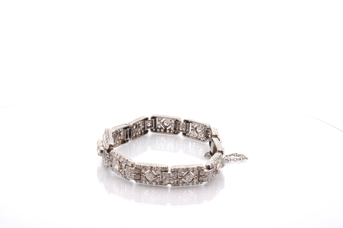 Bracelet art déco en platine et diamants - Castafiore