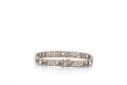 Bracelet art déco en platine et or jaune avec diamants et saphirs - Castafiore