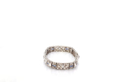 Bracelet art déco en platine et or jaune avec diamants et saphirs - Castafiore