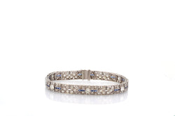 Bracelet art déco en platine et or jaune avec diamants et saphirs - Castafiore