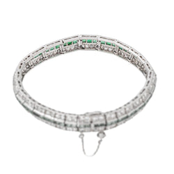 Bracelet Art déco Or blanc Emeraude - Castafiore