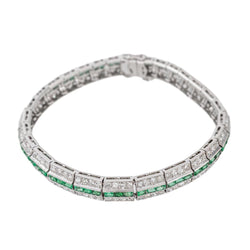 Bracelet Art déco Or blanc Emeraude - Castafiore