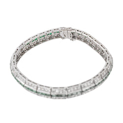 Bracelet Art déco Or blanc Emeraude - Castafiore
