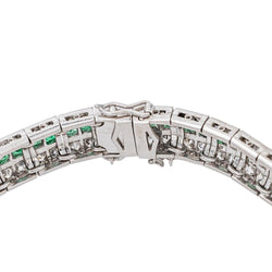 Bracelet Art déco Or blanc Emeraude - Castafiore