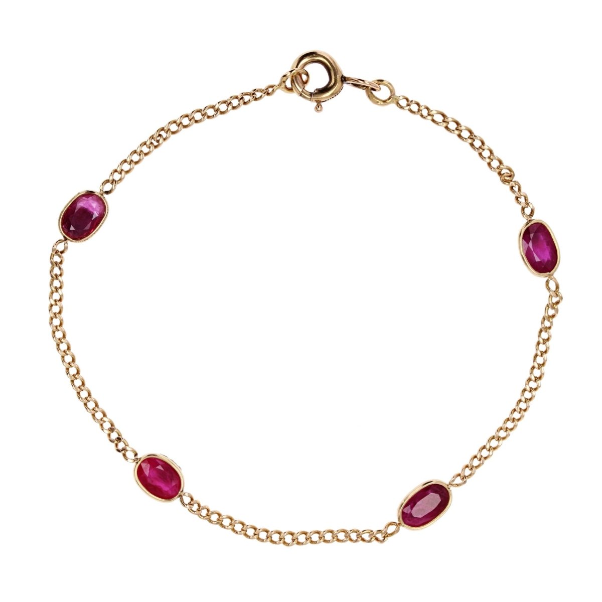 Bracelet BAUME Chaine maille gourmette en or jaune et rubis - Castafiore