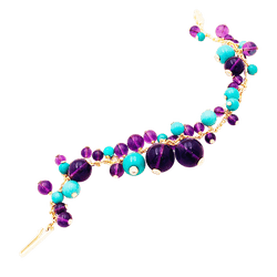 Bracelet Breloque CARTIER "Délices de Goa" en or jaune, turquoise, améthyste et diamants - Castafiore