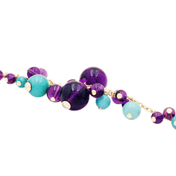 Bracelet Breloque CARTIER "Délices de Goa" en or jaune, turquoise, améthyste et diamants - Castafiore