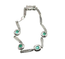 Bracelet Breloque en or blanc, émeraudes et diamants - Castafiore