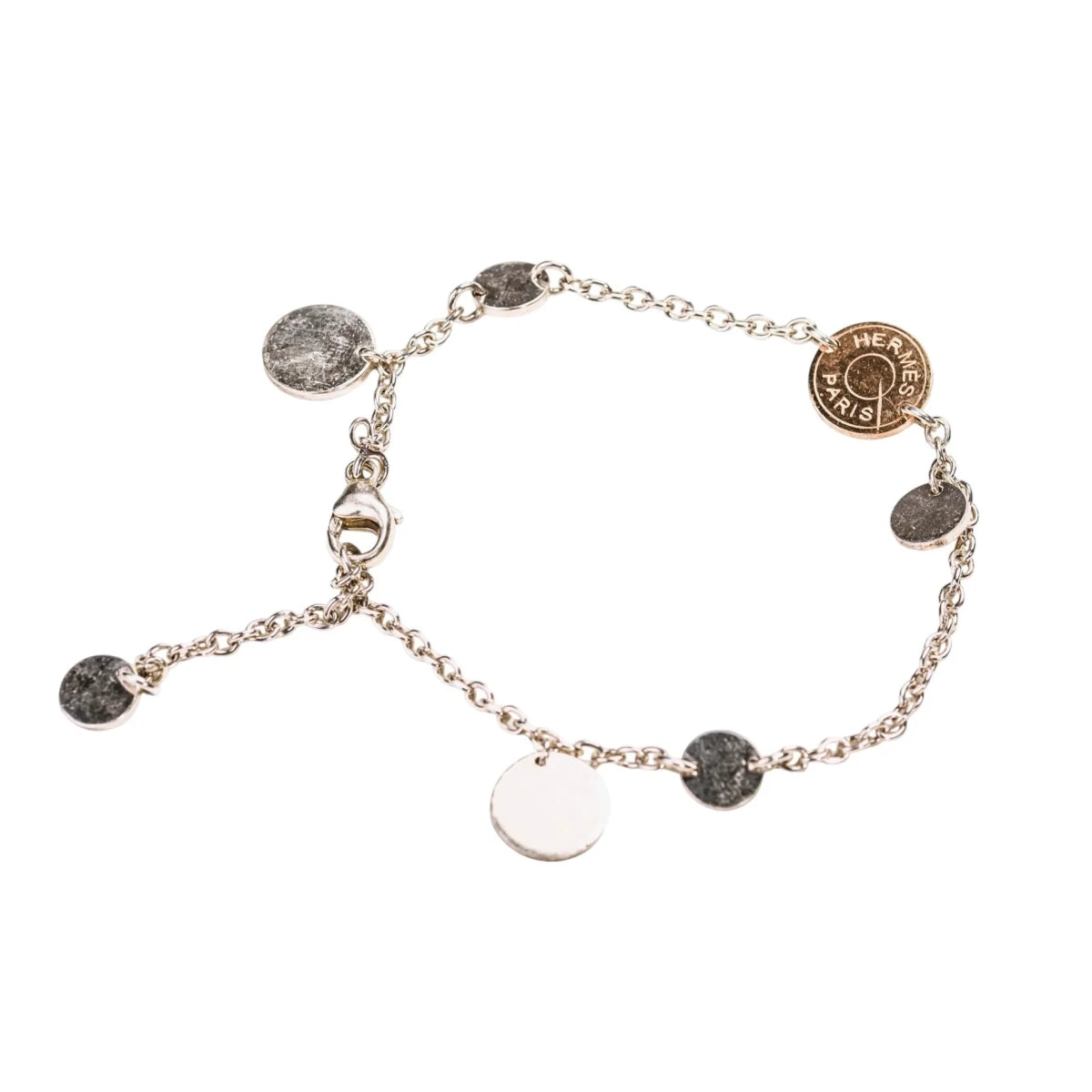 Bracelet Breloques HERMES "Ex-Libris" en argent et or rose - Castafiore