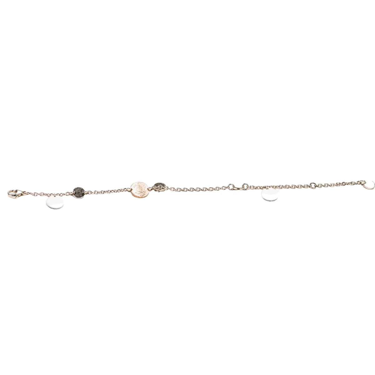 Bracelet Breloques HERMES "Ex-Libris" en argent et or rose - Castafiore