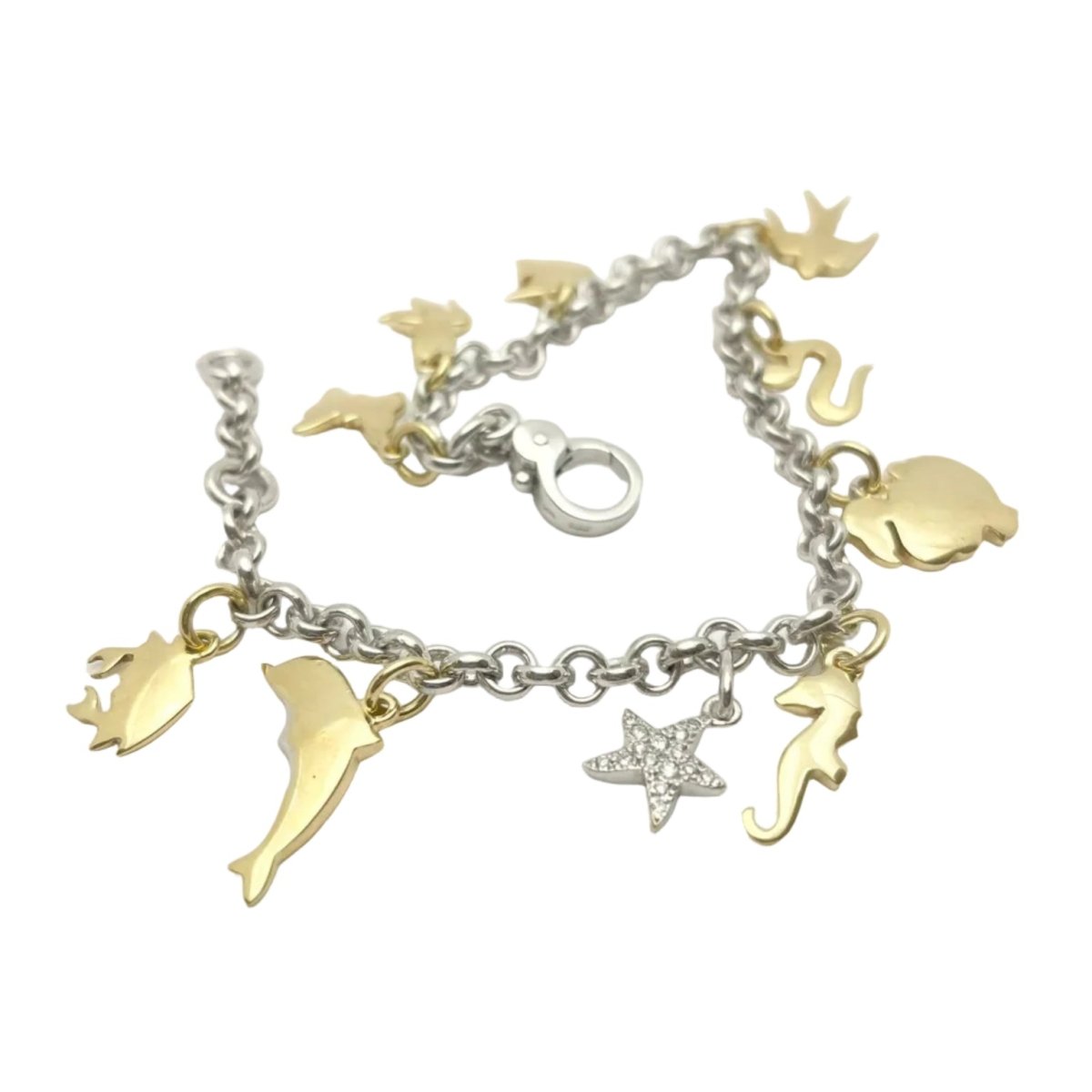 Bracelet Breloques POMELLATO en or blanc, or jaune et diamants - Castafiore
