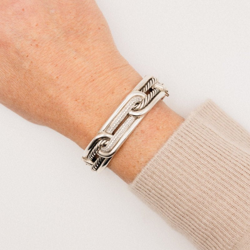 Bracelet DAVID YURMAN "Labyrinthe" en argent et diamants - Castafiore