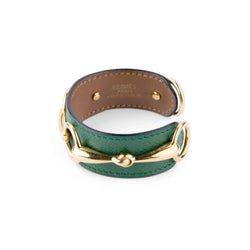 Bracelet de la maison Hermès en cuir et métal doré - Castafiore