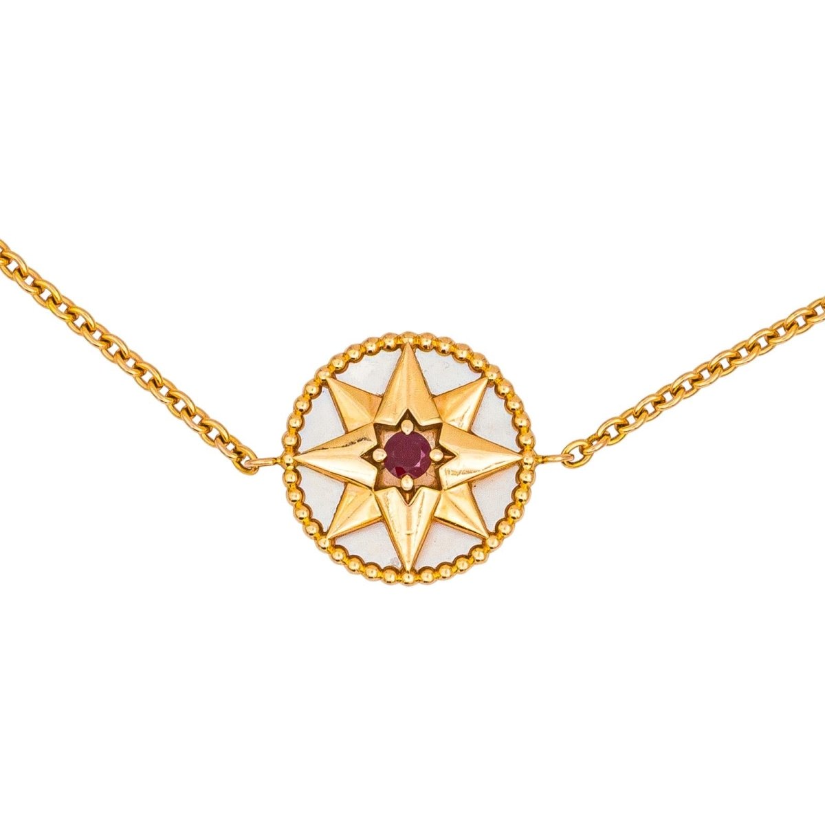 Bracelet DIOR "Rose des vents" en or jaune, nacre et rubis - Castafiore