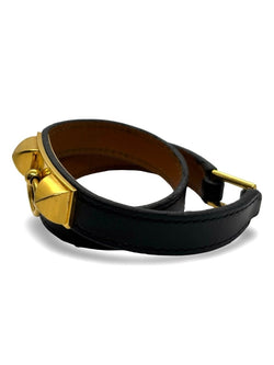 Bracelet double tour Hermès Rivale plaqué or - Castafiore