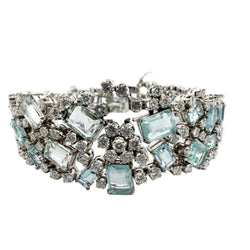 Bracelet en or blanc, aigues-marines et diamants - Castafiore