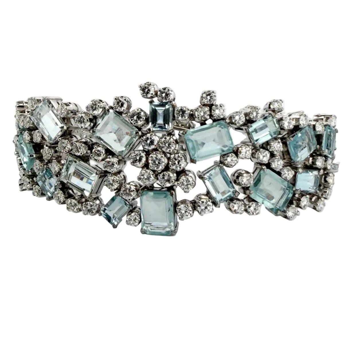 Bracelet en or blanc, aigues-marines et diamants - Castafiore