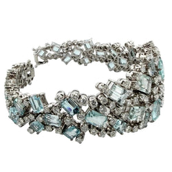 Bracelet en or blanc, aigues-marines et diamants - Castafiore