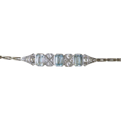Bracelet en or blanc, aigues-marines et diamants