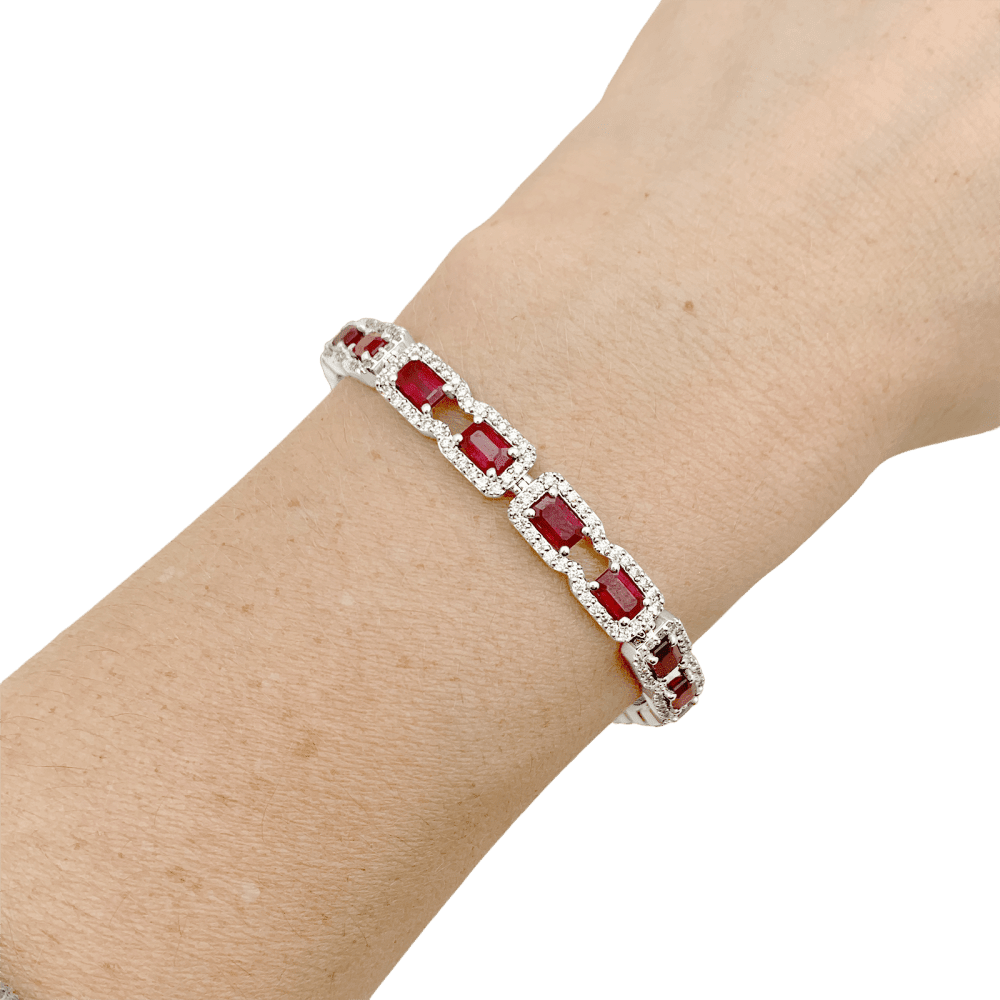Bracelet en or blanc, rubis et diamants - Castafiore