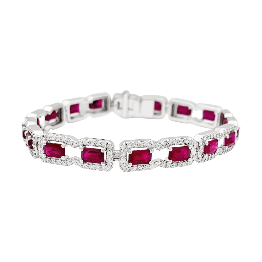 Bracelet en or blanc, rubis et diamants - Castafiore