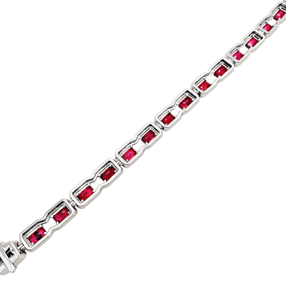 Bracelet en or blanc, rubis et diamants - Castafiore