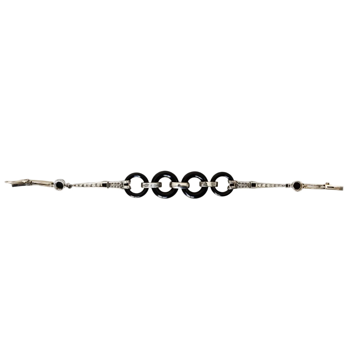 Bracelet en or gris, onyx et diamants - Castafiore