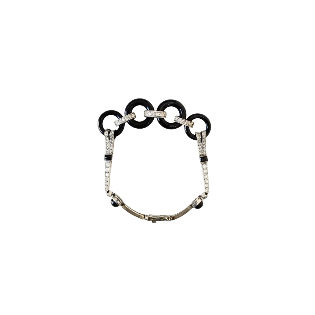 Bracelet en or gris, onyx et diamants - Castafiore