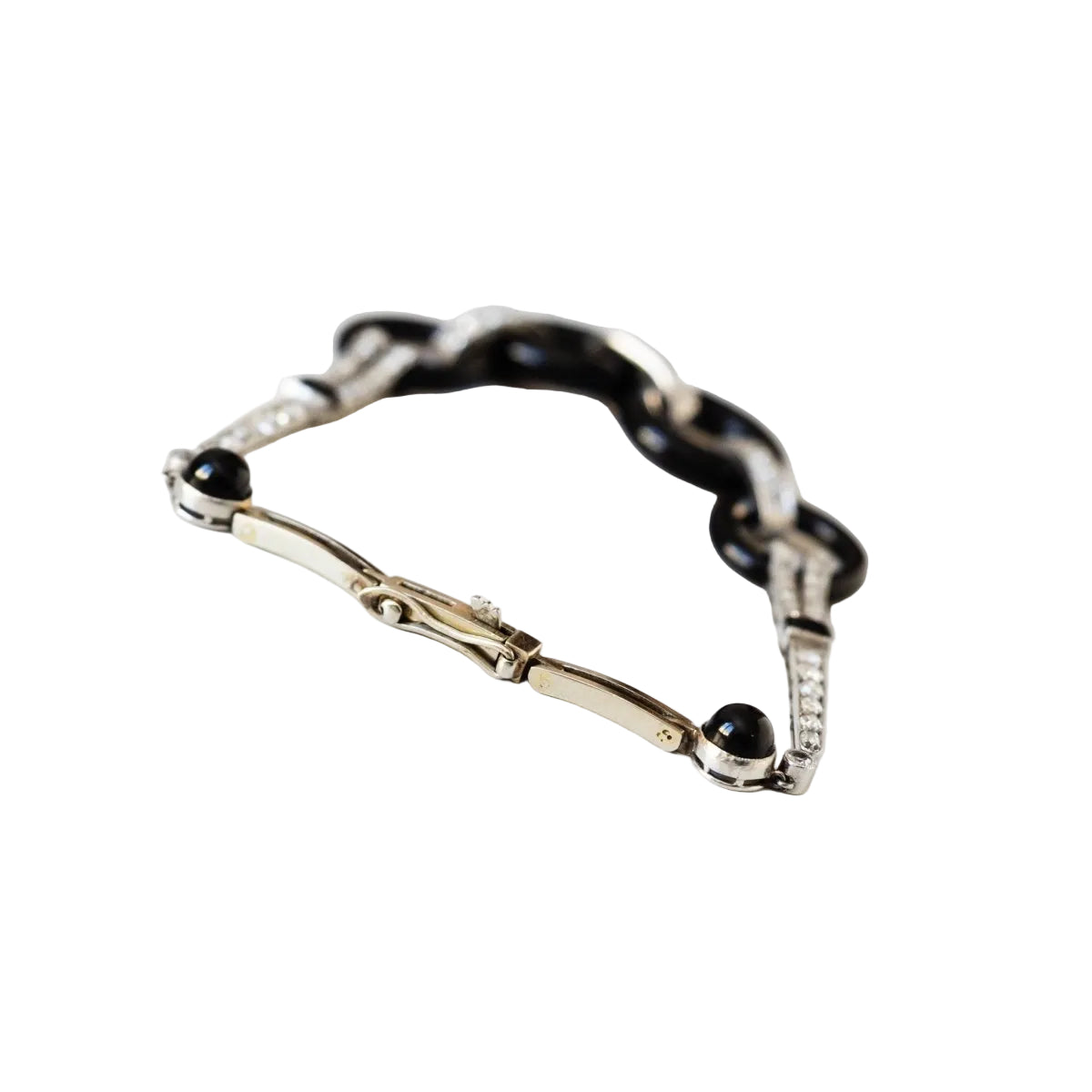 Bracelet en or gris, onyx et diamants - Castafiore