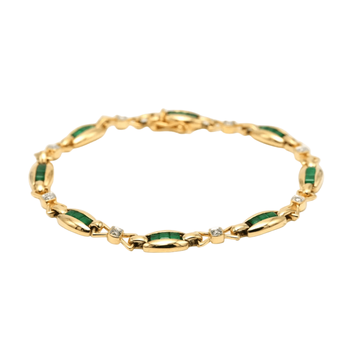Bracelet en or jaune, émeraudes et diamants - Castafiore