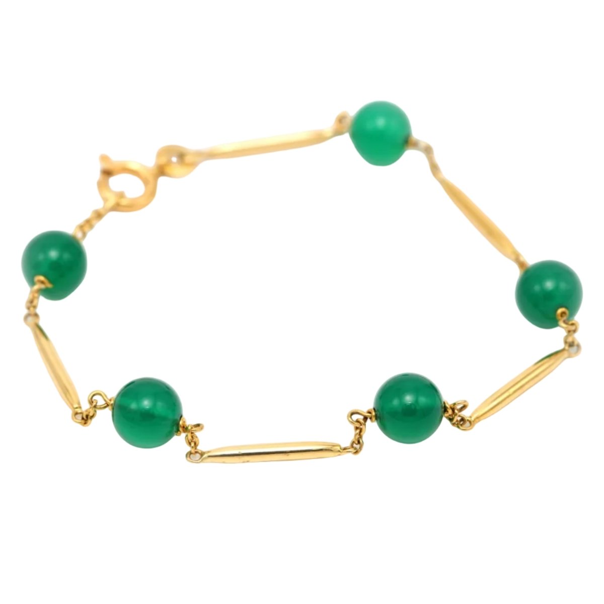 Bracelet en or jaune et chrysoprases - Castafiore