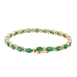Bracelet en or jaune, or blanc, diamant et émeraude - Castafiore