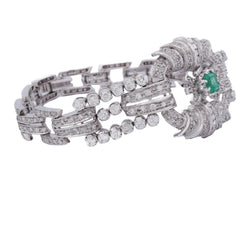 Bracelet en platinum, émeraude et diamants - Castafiore