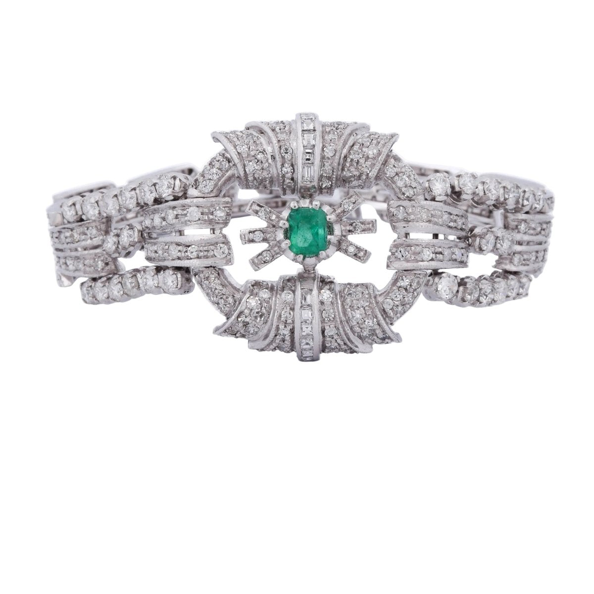 Bracelet en platinum, émeraude et diamants - Castafiore