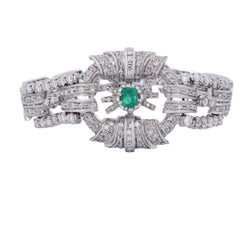 Bracelet en platinum, émeraude et diamants - Castafiore