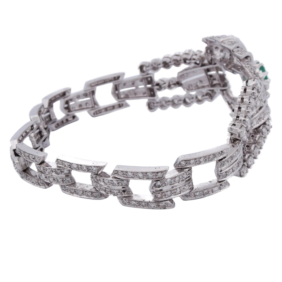 Bracelet en platinum, émeraude et diamants - Castafiore