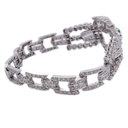 Bracelet en platinum, émeraude et diamants - Castafiore