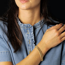 Bracelet gourmette maille ciselée en or jaune - Castafiore