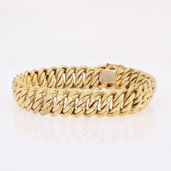 Bracelet gourmette maille ciselée en or jaune - Castafiore
