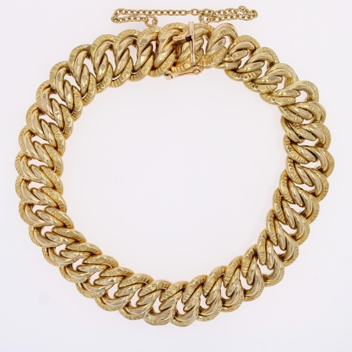 Bracelet gourmette maille ciselée en or jaune - Castafiore