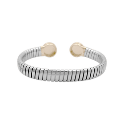 Bracelet Jonc BULGARI "Bulgari - Bulgari" en or jaune, acier et onyx - Castafiore